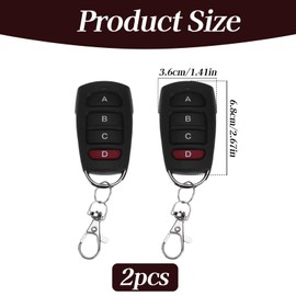2 Pcs Garage Door Remote Control, Universal Garage Door Remote Key Fob 433Mhz Remote Controls, Wireless Cloning Electric Garage Opener Copy Remote Control Keychain 433 MHz Duplicator with 4 Button
