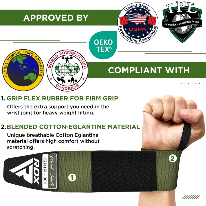 RDX Weight Lifting Wrist Wraps Support, IPL USPA Approved, Elasticated