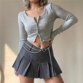 Eyraevor Multilayer Waist Chain Belt Women Fashion Metal Link Waist Body Chain Long Tasse Chain Belt for Dress (Silver 2)