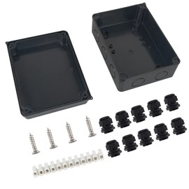 DAMORON Junction Box Waterproof IP65 Surface-Mounted Junction Box for Diameter 12-15 mm, Large ABS Electric Box Cable Connection Outdoor, External Electrical Junction Box, Black (150 x 110 x 70 mm)