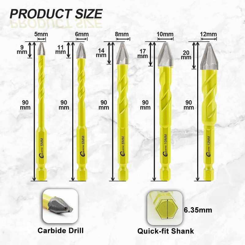 Skewed Head Eccentric Drill Bits Set - SANLEETEK Masonry Drill