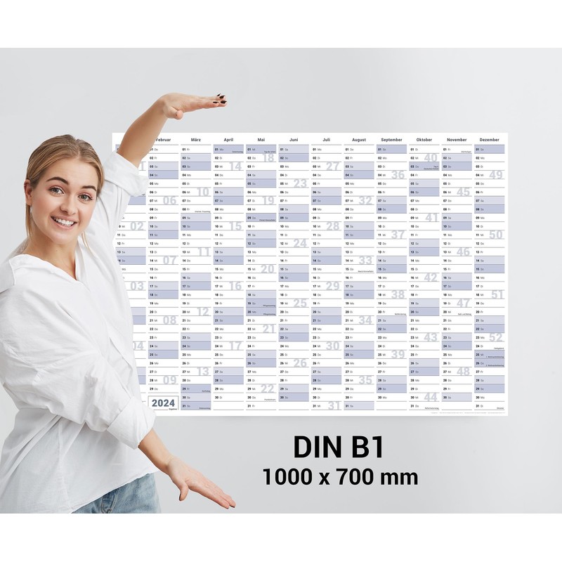 DIN B1 Wall Calendar 2027 - XL Year Planner 100