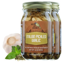 Green Jay Gourmet Pickled Garlic Cloves in a Jar - Italian Pickled Garlic - Fresh Garlic Bulbs for Cooking - Simple, Natural Ingredients - Freshly Made - Subtly Infused Pre-Prepared Garlic - 32 Ounce
