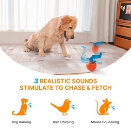 Interactive Dog Ball Toys Electric Automatic Moving Dog Toys to Keep Them Busy Rechargeable Smart Rolling Squeaky Ball for Large Small Puppy Dogs for Boredom Relief