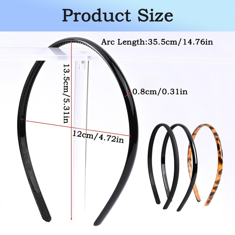 3 Pcs Acrylic Headbands with Teeth - Fashion Skinny Hair