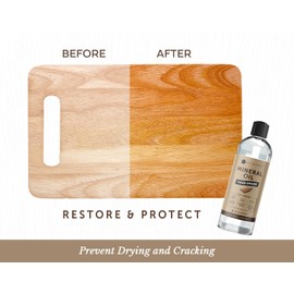 Kate Naturals Mineral Oil for Cutting Board 12oz with Wax Applicator. Food Grade & Food Safe Mineral Oil to Protect Wood on Cutting Boards, Butcher Block & Bamboo Boards