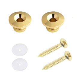 Yharnamite 2 Pcs Guitar Strap Buttons, Acoustic Guitar Strap Locks Pins End with Screws and Felt Pads, Guitar Straplock Peg for Acoustic Guitar, Electric Guitar, Bass, Ukulele (Gold)