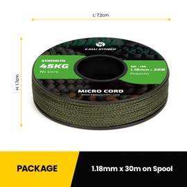 Kamu Synber Micro Cord 1.18mm Paracord Braided Rope 30m Spool for Bracelet, Crafting, Jewelry Making, Key Chains | Support 45kg | Army Green