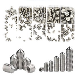 Skyzone Set of 200 Grub Screws Assortment Set, M3/M4/M5/M6/M8 Allen Screws Set, Stainless Steel with Hex Screws for Attaching Door Handles Taps