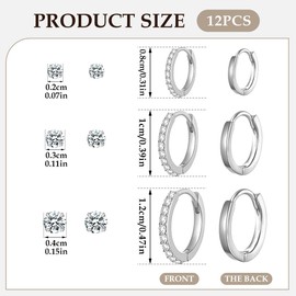 6 Pairs of Earrings Set for Women, Earrings 925 Silver, Ear Cuff Silver with Gift Box, Women's Stud Earrings