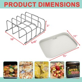 Griddle Pan & Rib Rack for Ninja Woodfire OG751/OG700 Series Grill, Non-Stick Upgraded Ceramic Cooking Flat Top Griddle Plate for Ninja XSKGRDPLT Woodfire Accessories, with 4 Full Racks Holder of Ribs