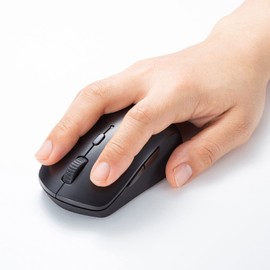 Sanwa Supply MA-WBTBL193BK Mouse Combo (Bluetooth + 2.4 GHz Wireless Compatible), Quiet Buttons, Blue LED, 5 Buttons (Back/Forward Buttons), Medium Size, Black