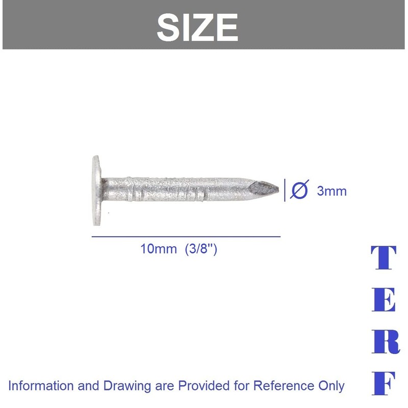 TERF® 10mm X 3mm Galvanised ELH Clout Nails 10mm (3/8'')