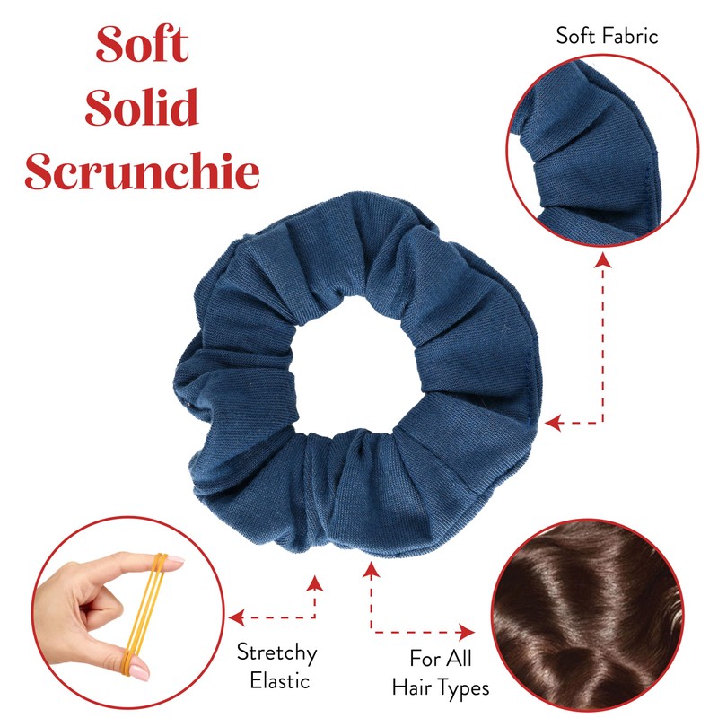 Motique Accessories Set of 2 Solid Scrunchies (Dark Blue)