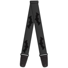 Buckle-Down Guitar Strap Retro Bat Logo Gray Black 2 Inches Wide