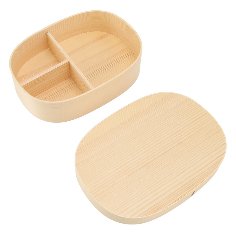 Bento Box Portable Japanese Style Wooden Large Single Layer Removable
