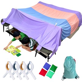 Magic Fort Building Kit for Kids - Large Lightweight Blanket Fort Making Kit Clips with CPC Certification - Portable Playhouse Play Tent Fort - Indoor/Outdoor Girls/Boys Toys Ages 4-5 6 7 8-12