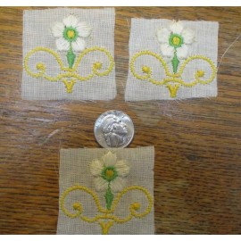 Unbranded 3 Vintage 1960's Iron on Embroided white  floral appliques  for vintage jeans