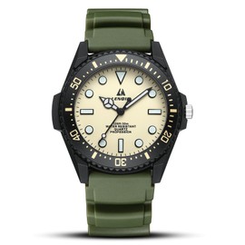 LN LENQIN Mens Watches Analog Quartz Watch for Man 30M Waterproof Wrist Watches Designer Minimalist Military Sports Casual Watch with Silicone Band (Green Yellow)