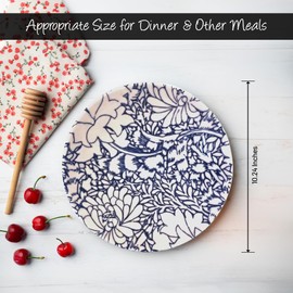 Gusto Buono 10.24" Porcelain Dinner Plates - Set of 6 | Pearl Effect with Blue Floral Design | Dishwasher & Microwave Safe | Ideal for Indoor & Outdoor Dining |Perfect for Home Use, Parties & Gifts
