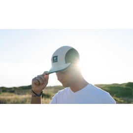 Surf Monkey 5 Panel Running Recycled Polyester Waterproof Fluorine Free DWR Sports Hat Adult, beige, Unit size