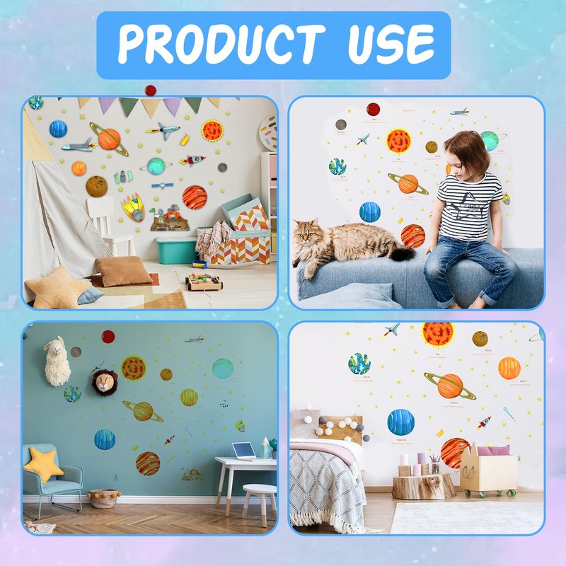 Space Wall Stickers for Kids - Solar System Planet Wall