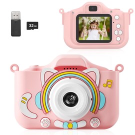 E T EASYTAO Cámara para Niños, Camara Fotografica Digital de 8MP con Tarjetas de Memoria 32G Y Lector Juguetes para Niñas de 3 a 12 Años, Regalo de Cumpleaños, Navidad (Rosa)