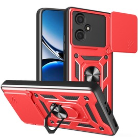 ESHUYI® Case for Honor 400 5G with Slide Camera Cover, Military Grade Shockproof Protective Cover with Rotatable Metal Ring Kickstand [Support Magnetic Car Mount], Red