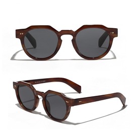 EJDHA Vintage Round Sunglasses Unisex Vintage Design Thick Frame UV Protection, Deep leopard print, Unit size