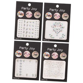 BIUDECO 4 Sheets Face Stickers Manicure Stickers Nail Charm Nail Art Accessories Makeup Gems Stickers Nail Stickers Facial Crystal Stickers Eye Gems Sticker Makeup Accessories Face Gems