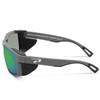 Pepper's Floating Collection Polarized Oval Sunglasses, Matte Grey/Emerald Green Mirror,