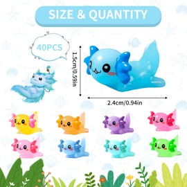 IETWATE Pack of 40 Mini Axolotl, Cartoon Cute Mini Figures, Miniature Axolotl Figures, Mini Resin Duck Axolotl, for Aquarium, DIY Crafts, Garden, Landscape, Dollhouse Decorations (Plain)