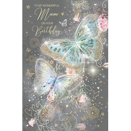 Cherry Orchard Large MUM Birthday greeting card, with Luxurious insert, Beautiful Butterfly design, finished with Gold foil details, from the Gorgeous Grace range.