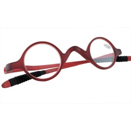 Circleperson Men Women Reading glasses reader geek small round 32-30-140 (Matte Red, 1.5)