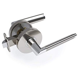 Avalon C-Series Victoria - Modern Door Handle Door Lever Set in Satin Nickel - Polished Chrome Finish - Passage No Lock