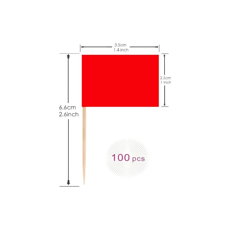 100 Pcs Red Flag Blank Toothpick Flag Small Mini Labeling