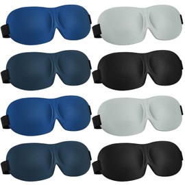 Bencailor 8 Pcs Sleep Eye Mask for Side Sleeper Men Women 3D Contoured Eyes Blackout Covers for Sleep with Adjustable Strap Block Out Light Night Blindfold Eye Shade for Travel(Medium,Retro Colors)