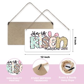 Funny Jesus Easter Decorations Religious Christian Gifts For Women Wood Box Sign He Is Risen Easter Door Decorations Easter Home Decor Desk Shelf Wall Art Decor
