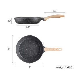 Jeetee Non-Stick Pan 8/9.5 Inch, Kitchen Essentials,  Kitchen Essentials, Kitchen Cookware for Frying Eggs, Pancakes, Breakfast, Kitchen Gadgets, Easy to clean, Suitable for Gas Cooker and Induction Cooker B oil  pans - specification: 8 inch