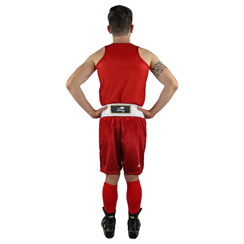 FIRE SPORTS Uniforme Oficial Rojo Box Olímpico Varonil (Rojo, Chico)