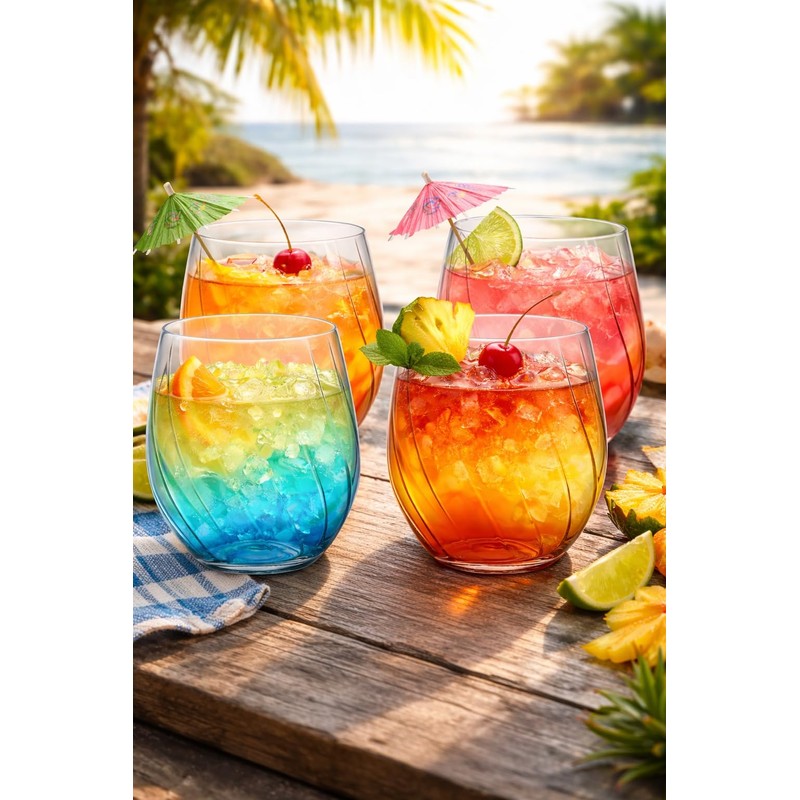 Oojami 40 Pack Stemless Plastic Wine Glasses 12 oz -