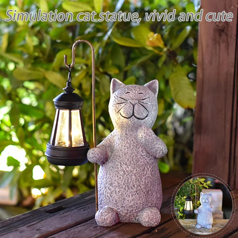 Cat Solar Lamp, Garden Figures,Kitty Solar Lights,Cat Figurine Model,Solar Lantern,for