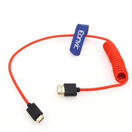 Eonvic 2.1 HDMI 8K HDMI Male to Mini HDMI Male Cable High Speed Extender Cable for Canon Nikon Panasonic GH3 Monitor (Red Coiled 50cm)