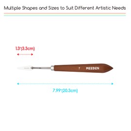 MEEDEN Artist Palette Painting Knife: 7.99" Flexible Stainless Steel Art Pallet Spatula Knife with Wooden Handle for Sculpting, Mixing & Texturing, #7