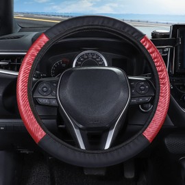 COFIT Car Steering Wheel Cover, Non-Slip Leather Steering Wheel Cover for Round and D Type Steering Wheels, 37-39 cm