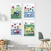 LALELU-Prints Set of 4 Children's Room Pictures, Cute Vehicles, Just