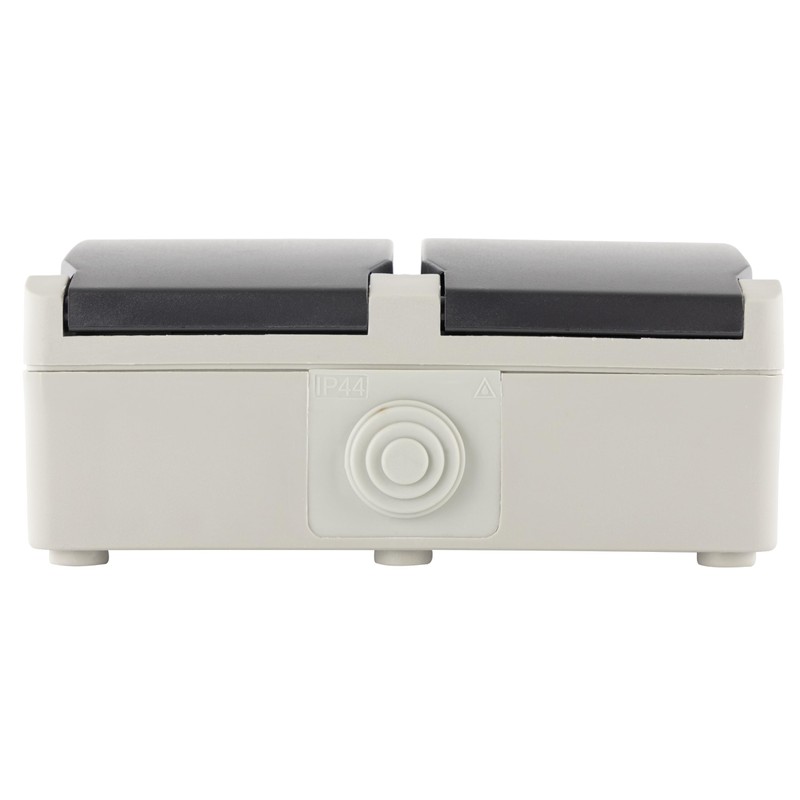 REV AquaBase 2-Way Wet Room Socket, 2-Pole, Splash-proof IP54, Horizontal,