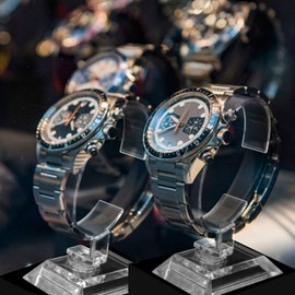 4PCS Watch Display Stand Clear Bracelet Jewellery Watch Display Stand Holder Organizer for Home Store Shop (Large and Small Sizes)