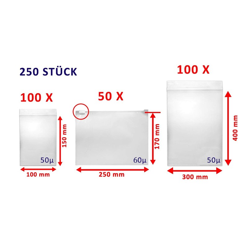 Set of zip/slide lock bags, each 3 varieties in 3