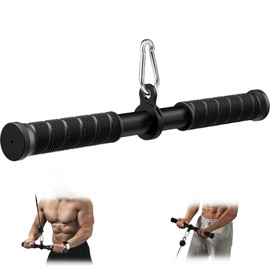 Tricep Pressdowns Straight Bar Cable Attachment ，360 Degree Rotating Bicep Pull Down Triceps LAT Pull Down Bar with Non-Slip Rubber Handle for Gym Cable Machine Attachment Home Gym Accessory